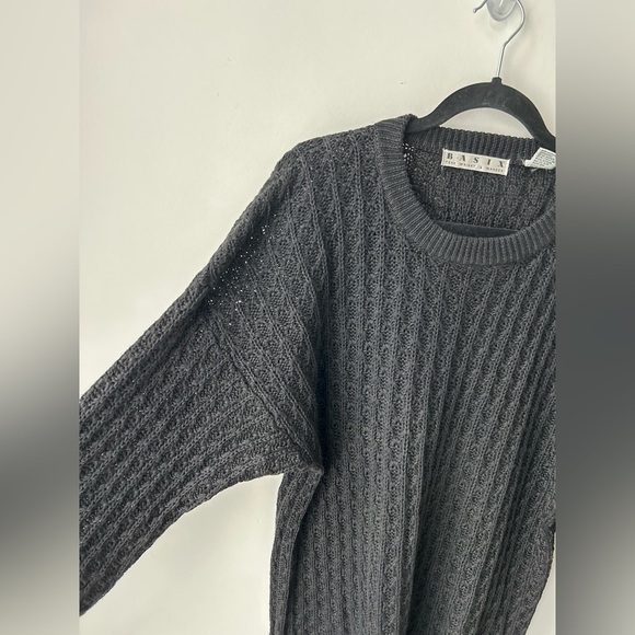 Vintage Fenn Wright Mason Womens Chunky Sweater Large Ramie Cotton black - Picture 3 of 12